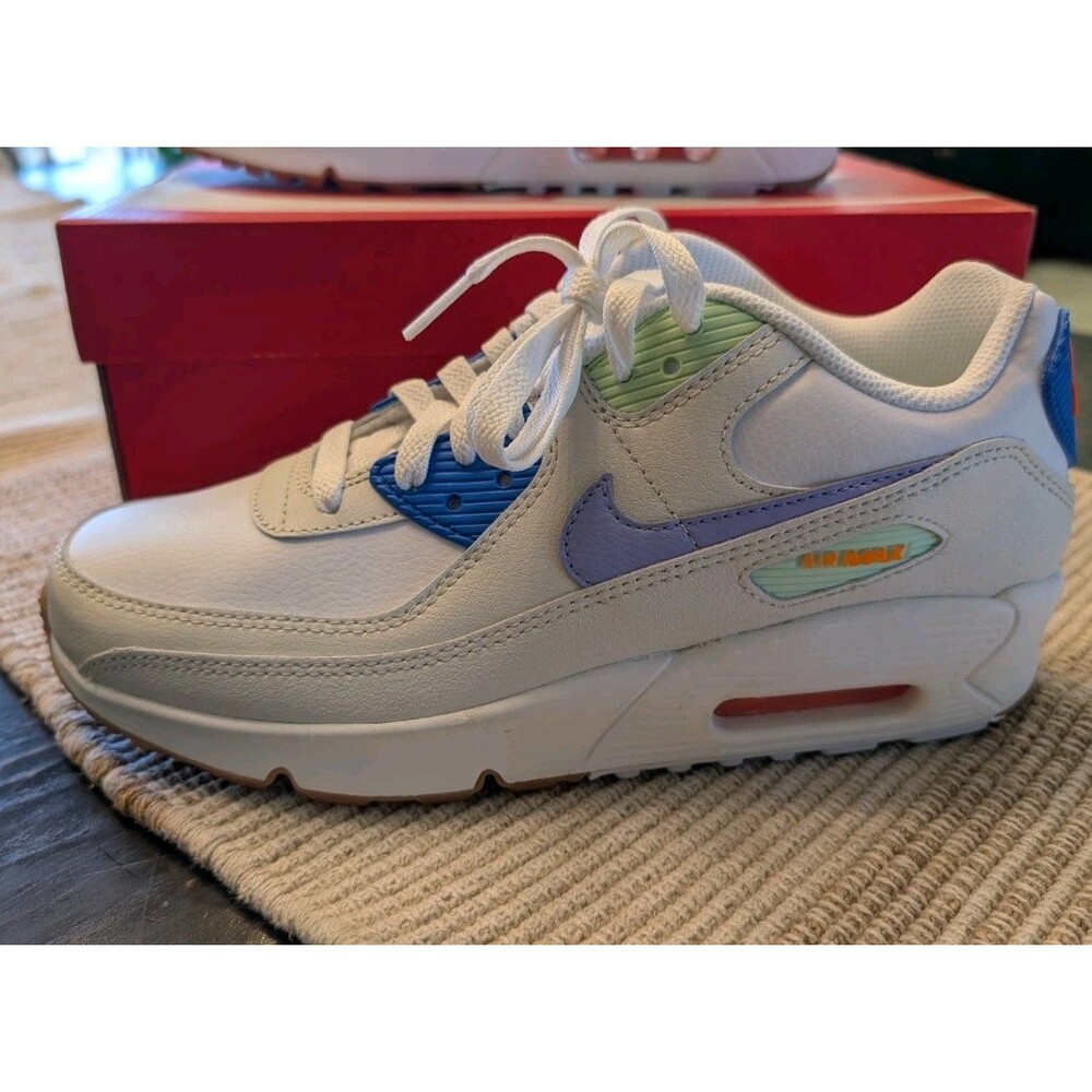Nike Air Max 90 LTR GS CD6864-128 White/Purple Pulse/Phantom/Photo Blue 6.5Y W8 - Picture 5 of 12